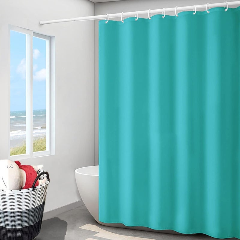 LLSCL Sapphire Blue Fabric Shower Curtain Liner with Magnets, Waterproof Hotel Quality, 72 x 72 Machine Washable - Image 1